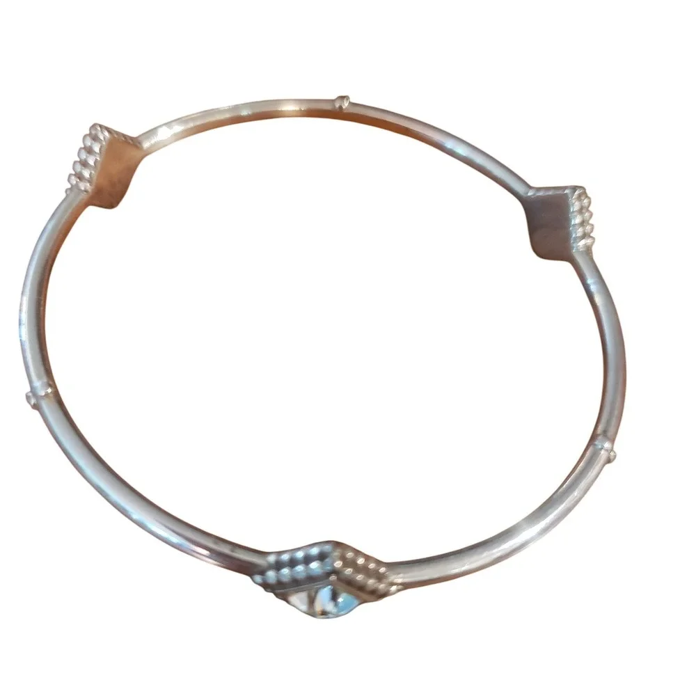 Brighton Sterling Silver Cuff Bangle Bracelet with Cubic Zirconia Accent Diamond